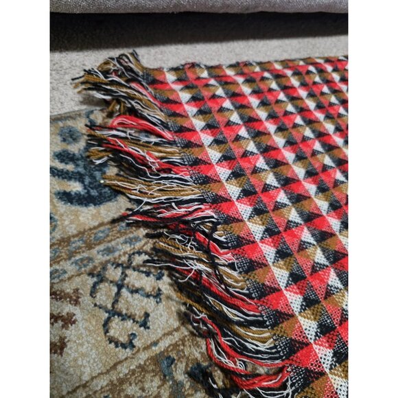 Vintage 100 Percent Virgin Wool Aztec Blanket 72x50 W/tassels Good Condition - Picture 4 of 10